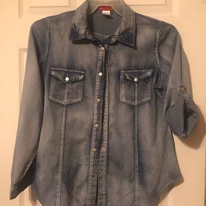 Denim Blue Shirt with the option to roll sleeves.